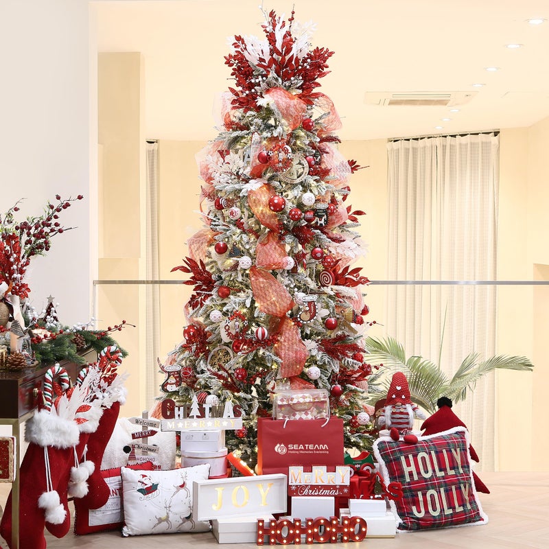 Sea Team 60mm/2.36" Delicate Contrast Color Theme Painting & Glittering Christmas Tree Pendants Decorative Hanging Christmas Baubles Balls Ornaments Set - 30 Pieces (Red & White) - Image 3